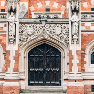 Cambridge, Cambridgeshire, United Kingdom - 01 June, 2022: Details of entrance of St Johns College